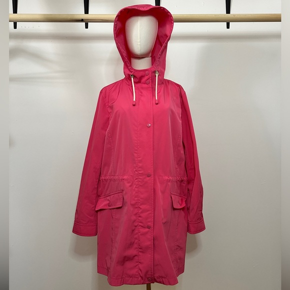 Talbots Coated Canvas Rain Anorak XL Pink Jacket Coat Hooded - Picture 4 of 16